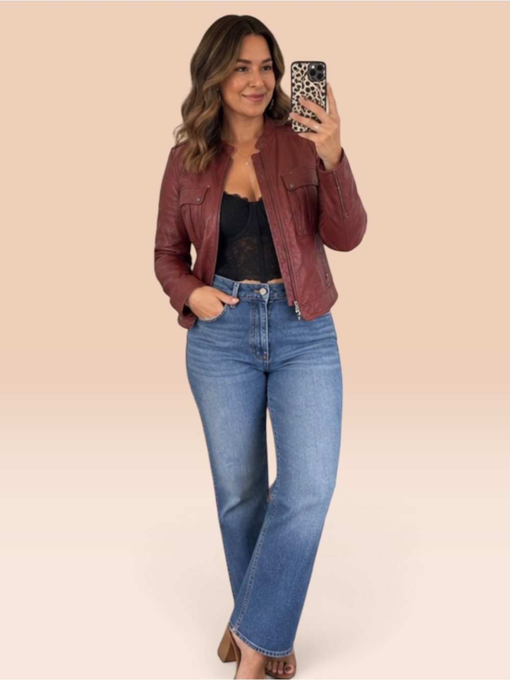 Hinge Nordstrom Burgundy Leather Moto Jacket L